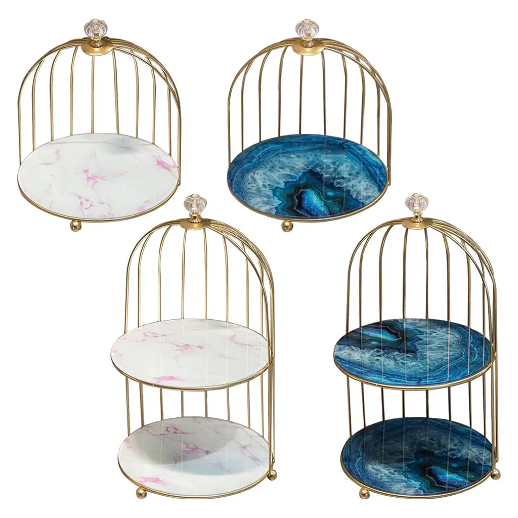 

Metal Bird Cage Shaped Cakes Cupcakes Display Serving Stand, Dresser Cosmetic Perfume Skincare Makeups Storage Organizer Holder