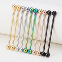 10pcs stainless steel industrial barbell cartilage earring long ear stud helix tragus piercing retainer body jewelry 14g 38mm