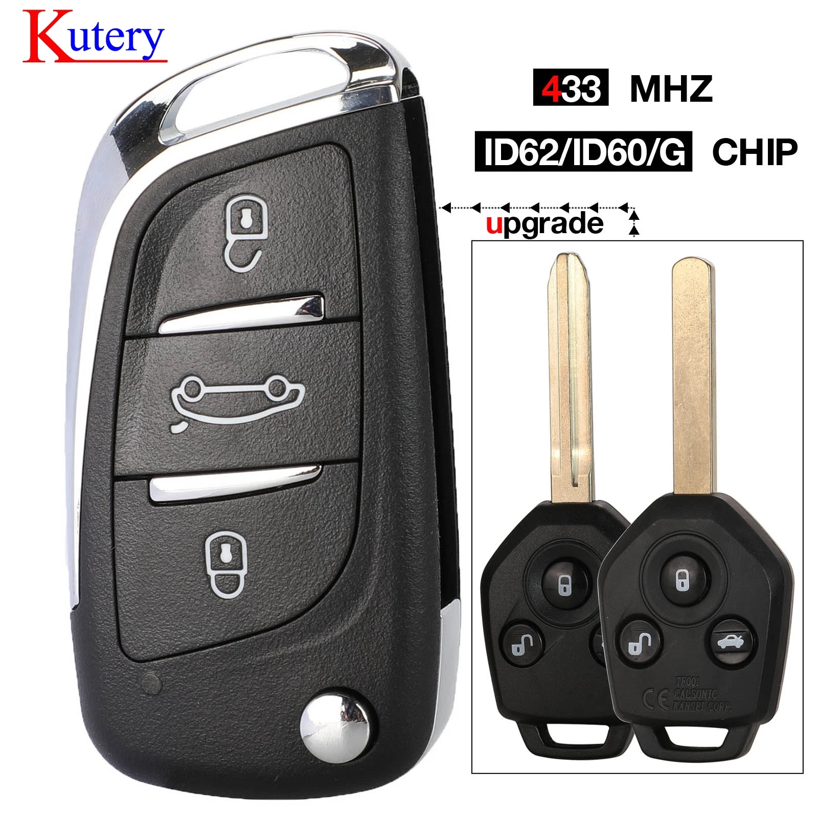 Kutery 433 МГц 4D62 ID60 G чип 3 кнопки дистанционного ключа для Subaru Forester OutBack XV