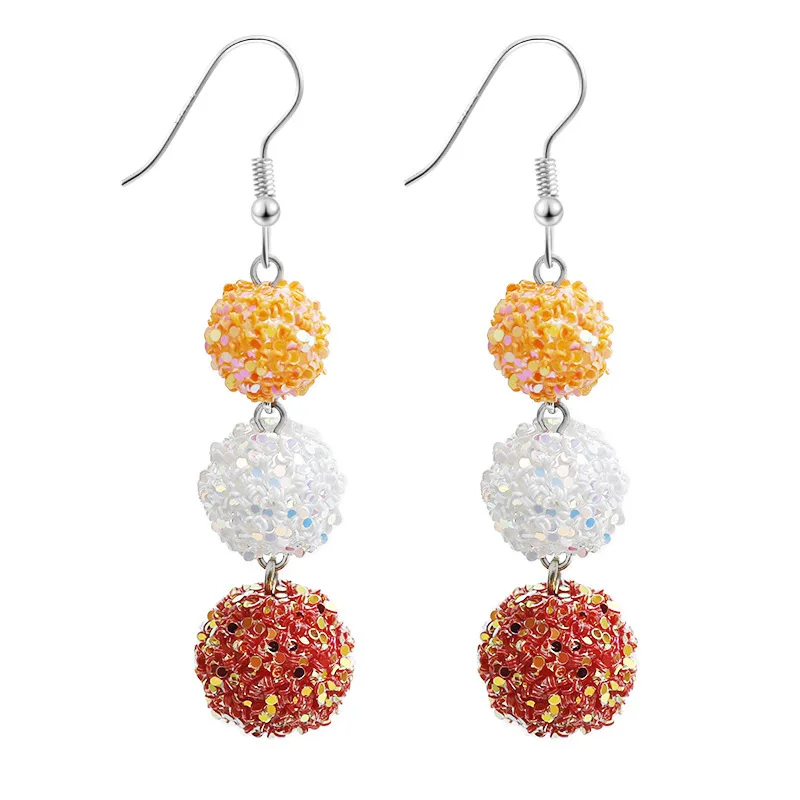 

Christmas Sequins Ball Hook Dangle Earrings for Women Bohemia Plush Ball Long Drop Earrings Fashion Design Jewelry Gift