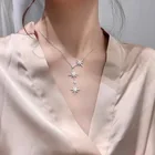 Цепочка с подвеской-звездой Женская, стильное ожерелье из стерлингового серебра 925 пробы со сверкающими простыми звездами AAA с цирконием, ювелирное изделие для свадьбы