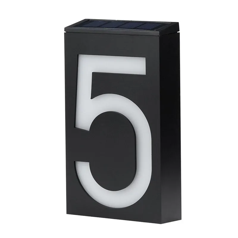 5 Солнечный дом номер Doorplate цифровой светильник 6 светодиодный дверной знак адрес цифры настенный светильник крепление крыльца солнечный светильник s - Испускаемый цвет: 5