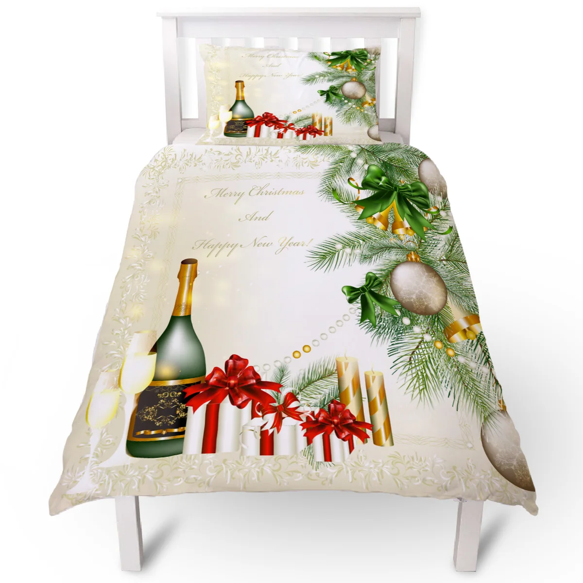 Рождество Шампанское Вечерние Декор Пододеяльник подушка чехол Стёганое одеяло