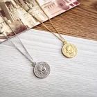 2018 простое винтажное резное ожерелье-монета для женщин, модный медальон золотогосеребряного цвета с фигуркой, Длинные ожерелья с подвесками ювелирные изделия в стиле бохо