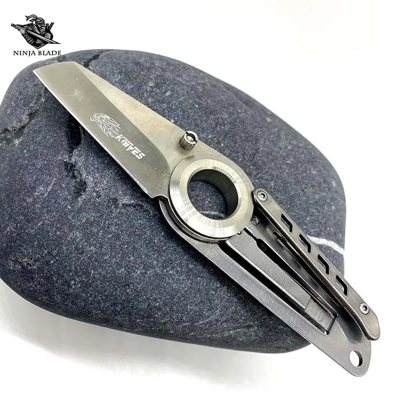 Карманный мини-нож 5cr15mov с лезвием из нержавеющей стали серебра Лев титановым