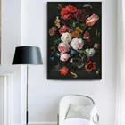 Европейская винтажная классическая роза, цветы, стеклянная ваза, художественная картина маслом на холсте, Настенная картина, Постер для украшения гостиной и дома