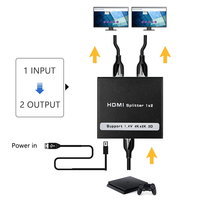 4K HDMI сплиттер UHD 3D HD distrumbite 1X4 1X2 1080p переключатель адаптер Усилитель повторителя для ноутбука HDTV DVD PS3 PS4 Xbox