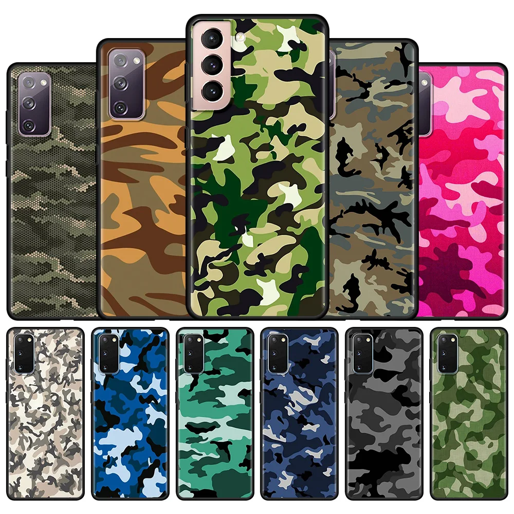 

Capa For Samsung Galaxy S20 FE S21 Ultra S10 S8 Plus S9 S10 S10e Black Phone Case Cover Note 20Ultra 20 Camouflage Camo Series