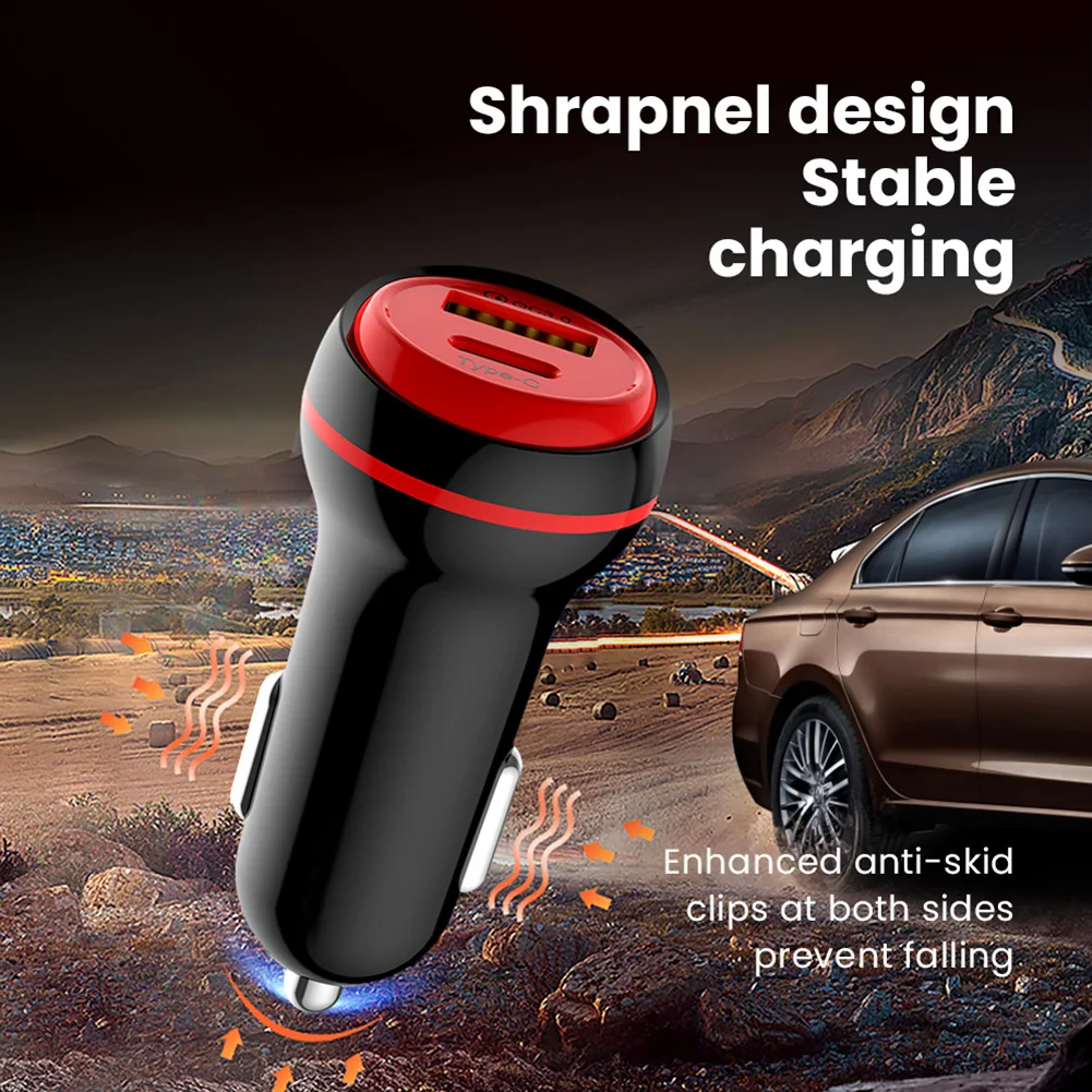 

Автомобильное зарядное устройство с двумя USB-портами, 12-24 В
