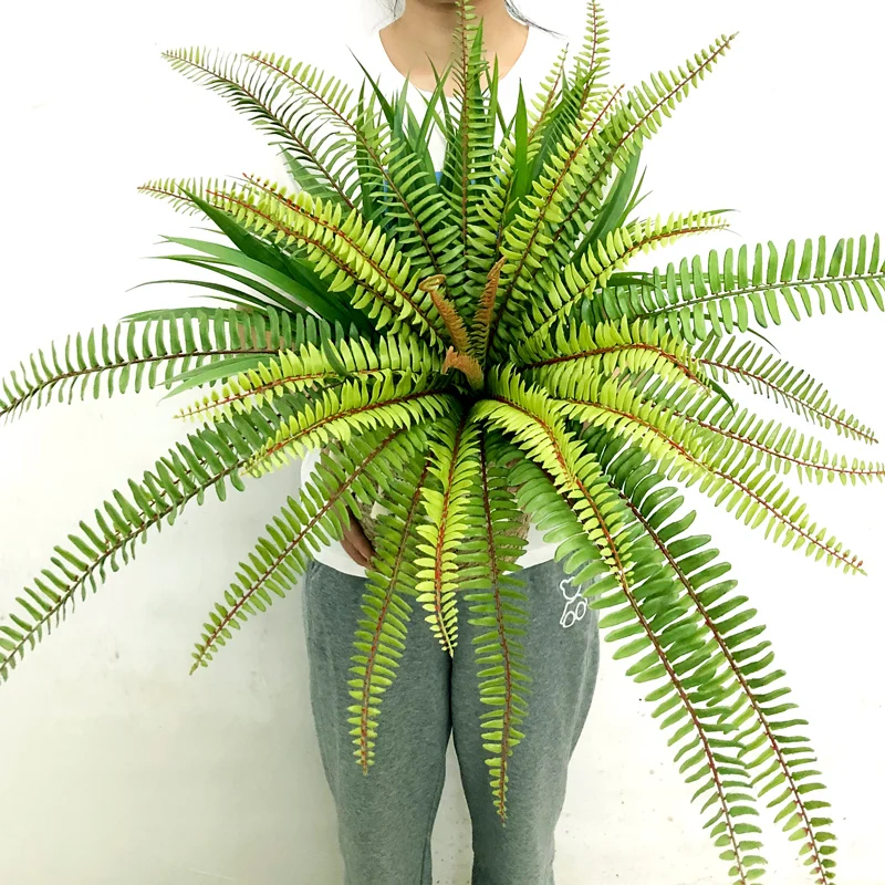 50-65cm Tropical Persian Plants Large Artificial Palm Tree Fake Fern Leaf Plastic Wall Hanging Plant For Home Outdoor Desk Decor