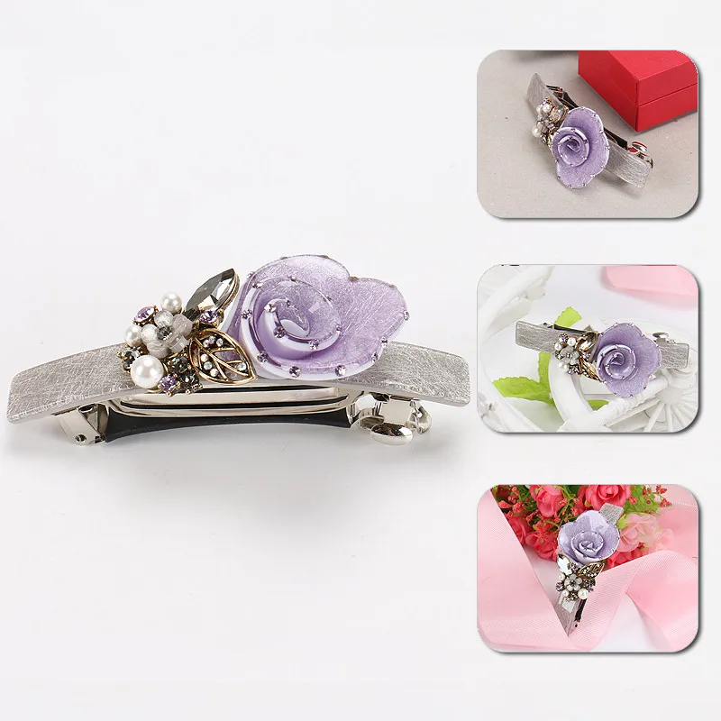 

Exquisite Hairpins Violet Flower Type Women Hair Barrette Brilliant Anniversary Gift Hair Ornaments Acetate Hair Clips