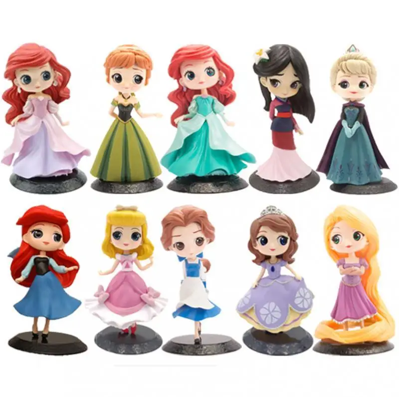 

Disney Princess Anime Figures Frozen elsa and Anna Beauty and the Beast The Little Mermaid Cinderella Set of ten anime figures