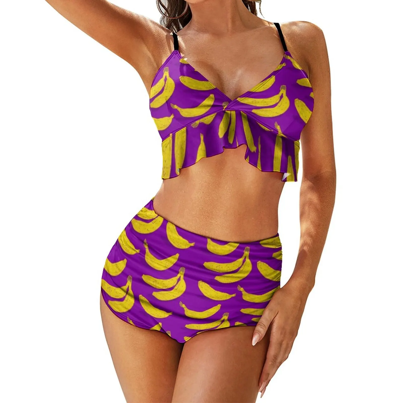

Banana Bikini Swimsuit V Neck New Corrective Swimwear Beach Two Piece Women Bathing Suit