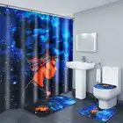 4 шт.компл., Африканский женский коврик для унитаза, коврик для ванной, водонепроницаемый полиэстер, набор для душевой занавески, для украшения ванной комнаты