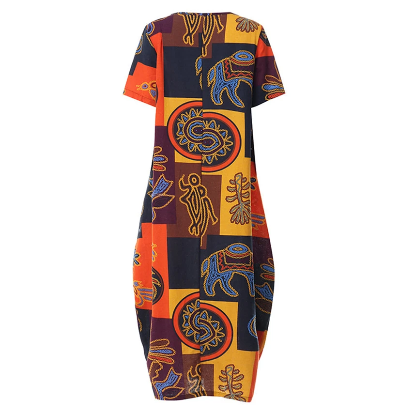 

Muslim Fashion Abaya for Women Islamic Clothing Arab Vintage Ladies Print Short Sleeve Maxi Size African Islam Long Robe Dress