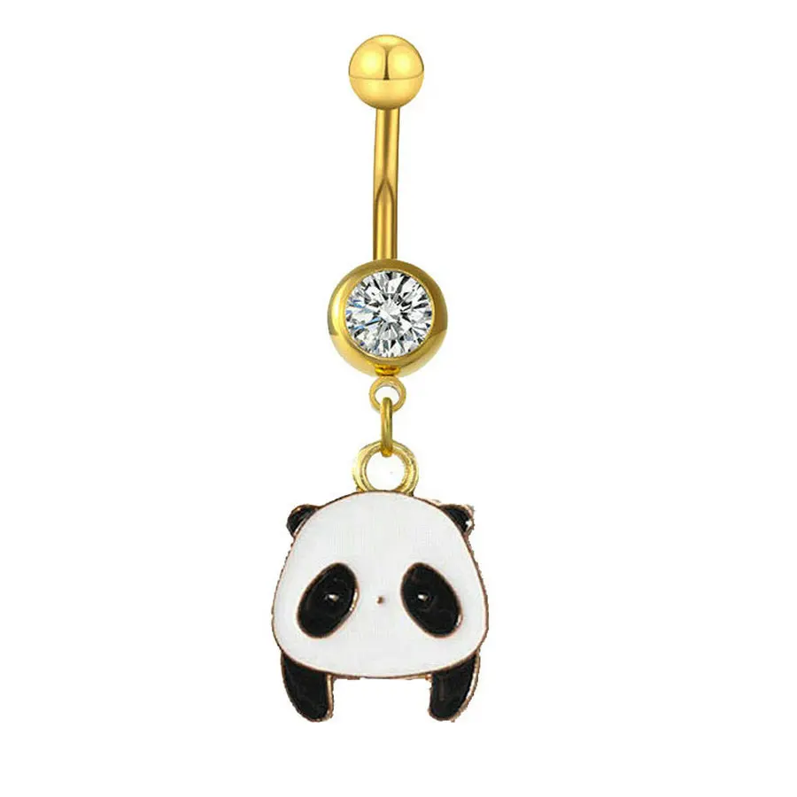 

Кольцо для пупка золотистого цвета с кристаллами в виде милой панды, модное пирсинг Ombligo для женщин, подарок, 20 шт./лот