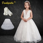 Нарядное кружевное свадебное платье с цветочным рисунком для девочек от 3 до 12 лет длинное детское вечернее платье для маскарада