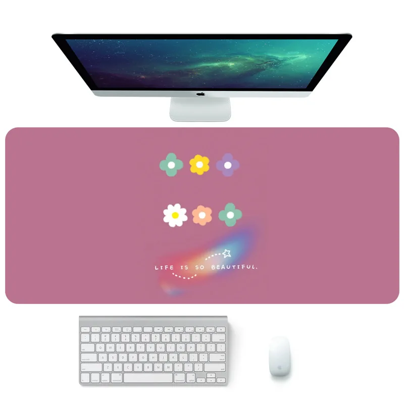 

Colorful Floral Art Large Size Desk Pad Mouse Pad Rubber PC Computer Gaming Mousepad Desk Mat Locking Edge for CS GO LOL 30x80cm