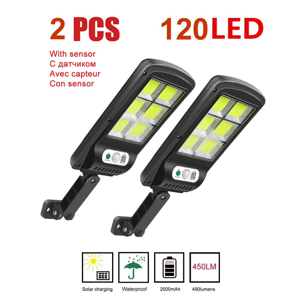 

2 шт., светодиодная лампа на солнечной батарее с датчиком движения