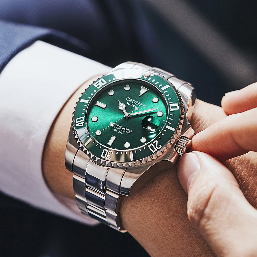 

CADISEN Japan Seiko-NH35A Movement Diver Watch Men 100M Waterproof Automatic Date Wrist Watch Ceramics Watches Relogio Masculino
