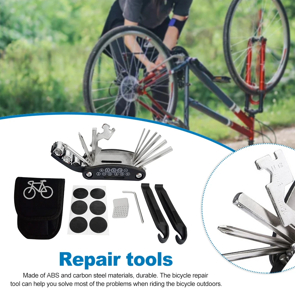 

Bicycle Repair Tool Kit 16 In 1 Multifunctional Outdoor Portable Gift Levers Universal Wrench Cycling Tire Patch Mountain Bike