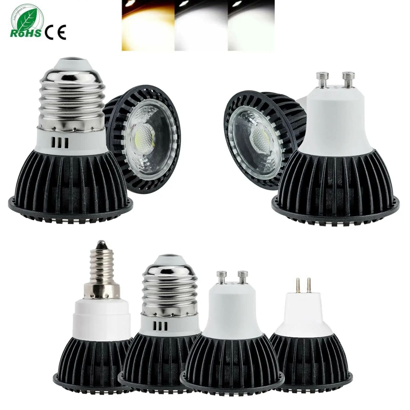 

5W Dimmable COB LED Spot Light Bulbs E27 E12 E14 B22 GU10 GU5.3 MR16 AC 110V 220V DC 12V Bright Spotlights Lamps for Home Bedroo