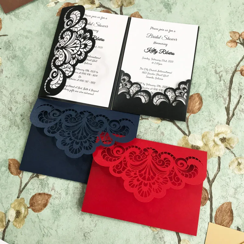 Свадебные пригласительные открытки на заказ в европейском стиле разные цвета