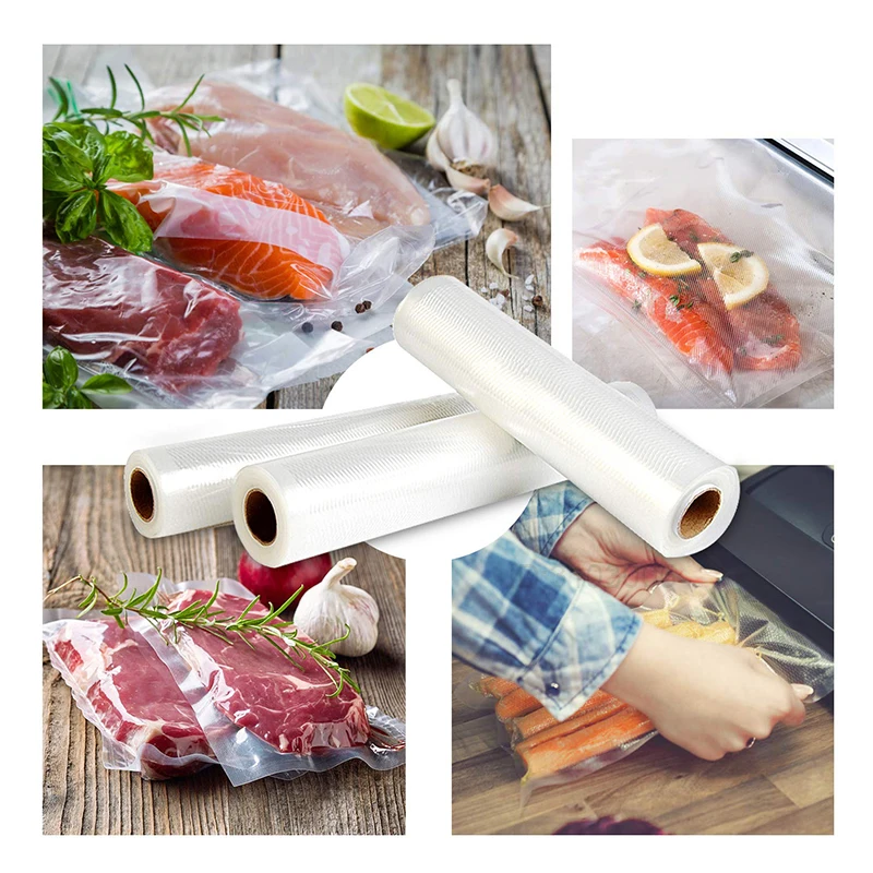 5 рулонов/лот кухонные вакуумные пакеты для хранения пищевых продуктов, свежие пакеты для вакуумного упаковщика, сохраняющие продукты питания 12+ 15+ 20+ 25+ 28 см* 500 см
