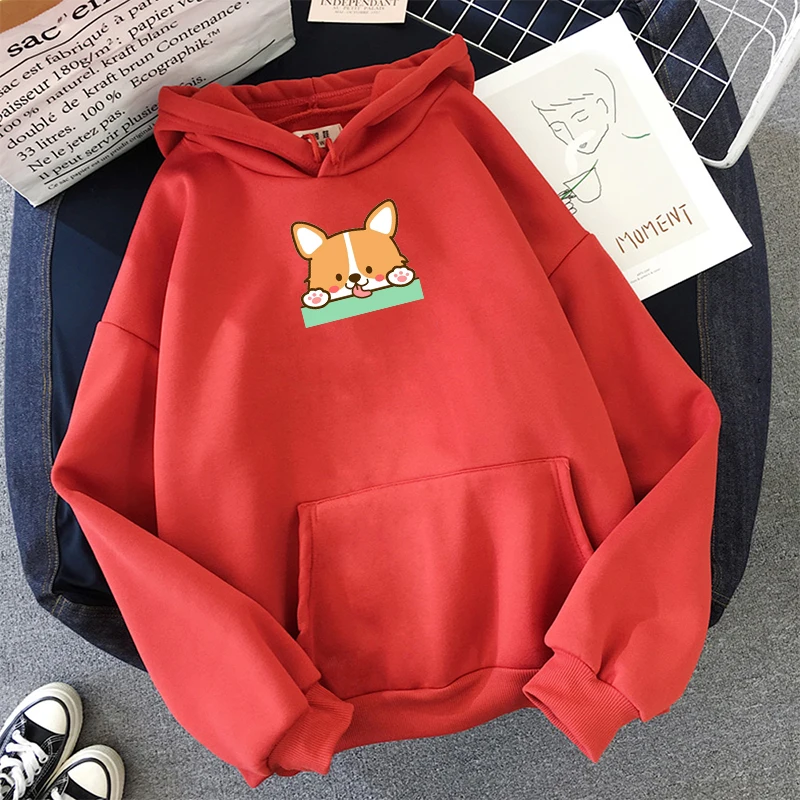 

Autumn Corgi Print Hoodies Pullovers Casual Sportswear Streetwear Tops Dog Women Men Long Sleeve Hooded Sweatshirt