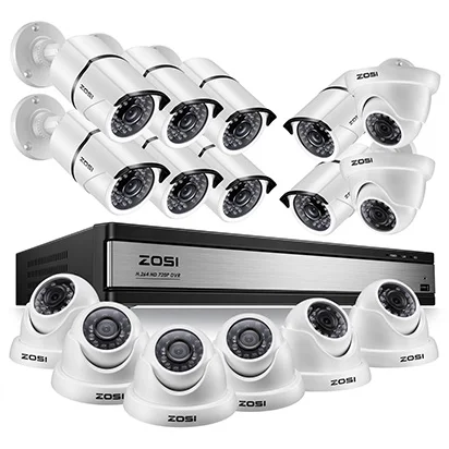 White Camera ZOSI Full HD 1080P 16 CH CCTV камера системы безопасности на открытом воздухе/в помещении с 16 шт. камера видеонаблюдения DVR комплект - Цвет: White Camera