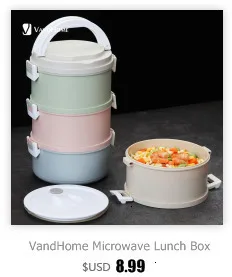 VandHome, японский детский Ланч-бокс, микроволновая печь, Bento box с отделениями, портативный, пшеничная солома, Bento, Ланч-бокс, контейнер для еды