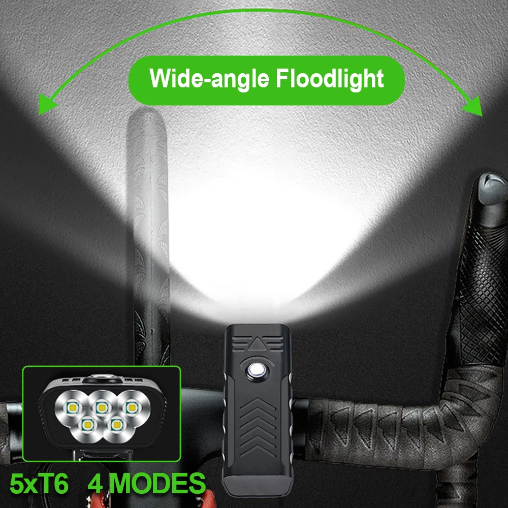 

Велосипедный фонарь, 10000 мАч, зарядка через USB, 5 * T6, светодиодный фонасветильник для велосипеда, передний велосипедный фонарь, MTB, дорожный фо...