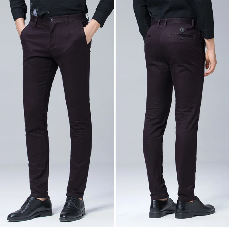 Мужские теплые брюки повседневные облегающие Чино высокого качества для