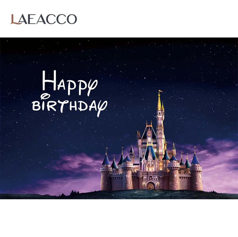 

Laeacco Old Castle Happy Birthday Party Night Party Customized Banner Portrait Photo Background Photography Backdrop Photostudio