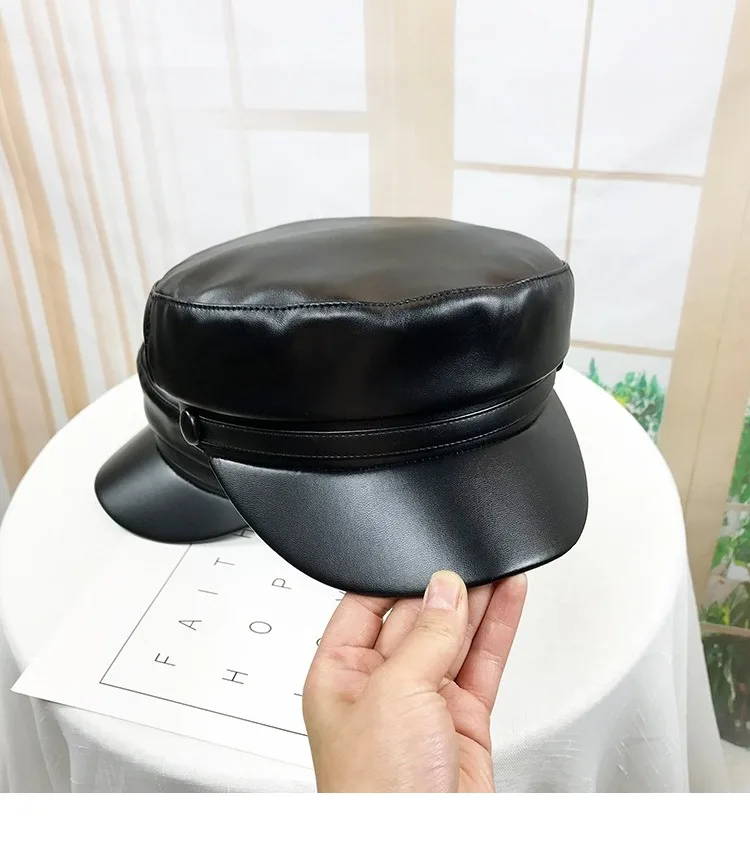 Винтажная Кепка Newsboy для женщин PU Черный Военный колпак модные кепки для мальчиков британский классический женский Гэтсби ретро плоские шляпы