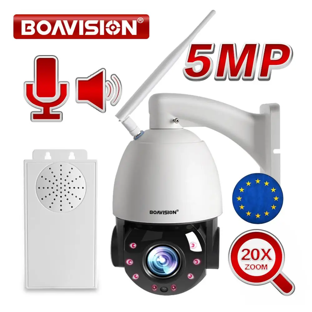 1080P 5MP Беспроводная PTZ скоростная купольная IP камера wifi CCTV камера Открытый 20X оптический зум двухстороннее аудио ИК 80 м ночное видение CamHi