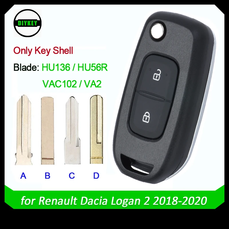 2-кнопочный откидной дистанционный ключ DIYKEY для Renault Dacia Logan 2 II 2018 2019 2020 HU136 HU56R VAC102