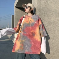 oversized t shirt women tie dye boyfriend style trendy short sleeve tees summer o neck loose couples matching aesthetic clothes