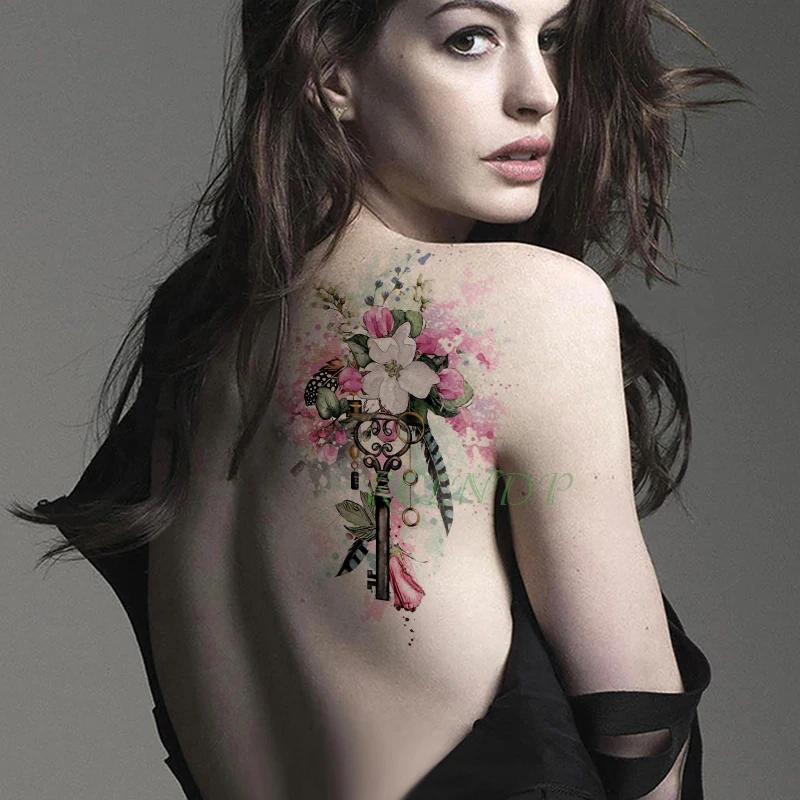 Водостойкая Временная тату-наклейка золотые листья Женское Ожерелье