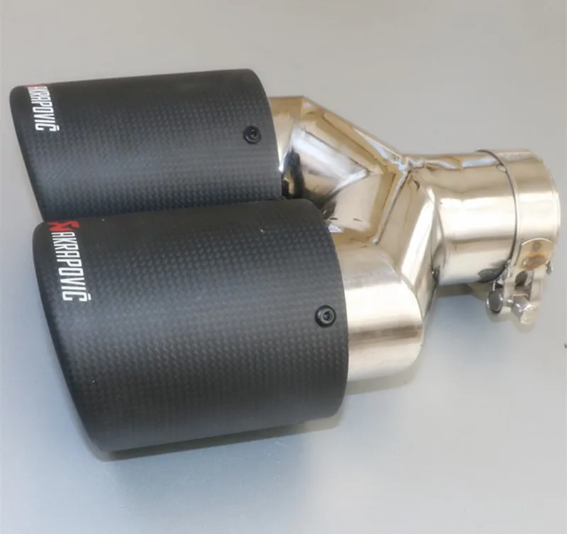 1 шт. Универсальный двойной akrapovic выхлопная насадка матовое углеродное волокно выхлопной трубы quad AK глушитель