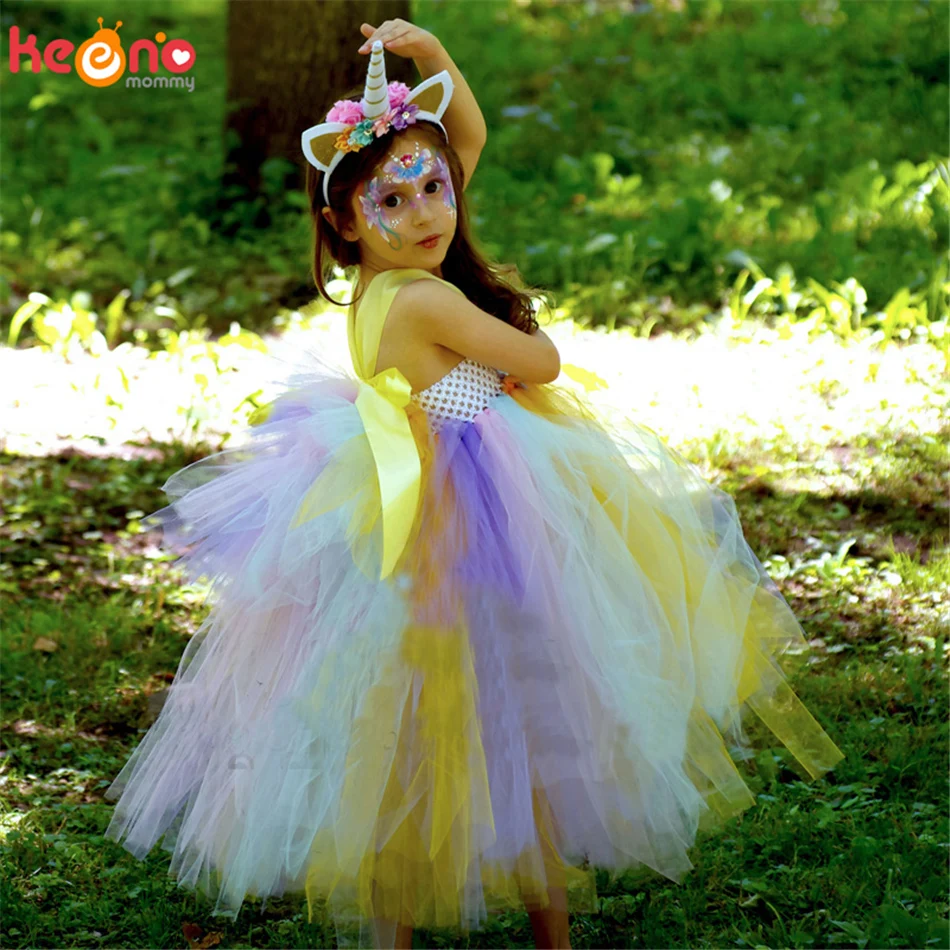 Пастельные платья с единорогом для девочек платье принцессы на свадьбу Пышное