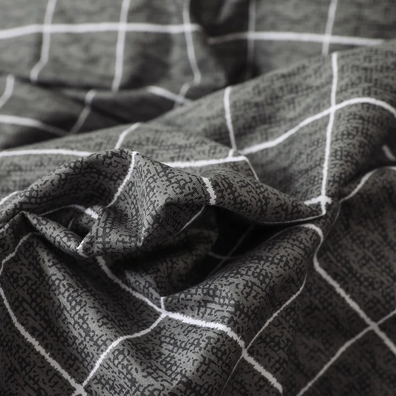 

Grey Plaid 3/4pcs Girl Boy Pure Cotton Bed Cover Set Duvet Cover Adult Child Bed Sheets And Pillowcases Comforter Bedding Set