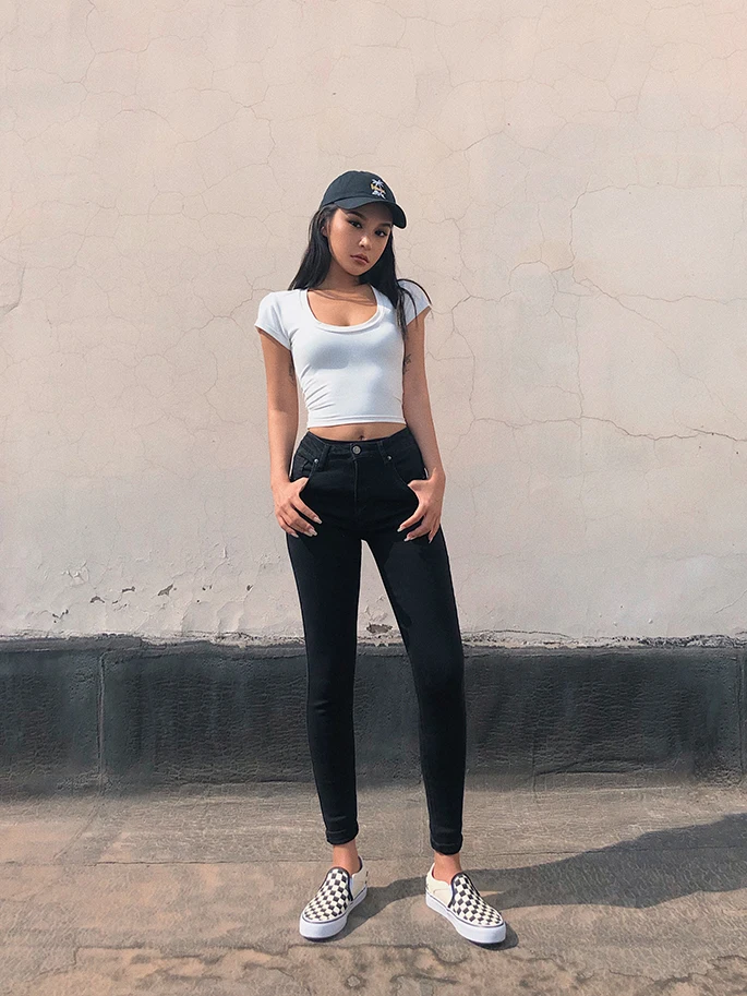 Новинка 2019 модная женская одежда ретро джинсы с высокой талией эластичная сумка