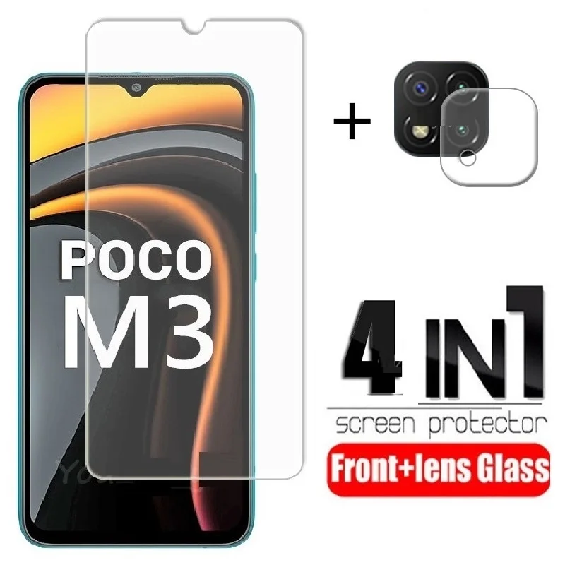 

4 в 1 для Xiaomi Poco M3 стекло для Poco M3 закаленное стекло HD Защита экрана для Redmi Note 8 T 9 Pro Xiaomi Poco X3 M3 стекло