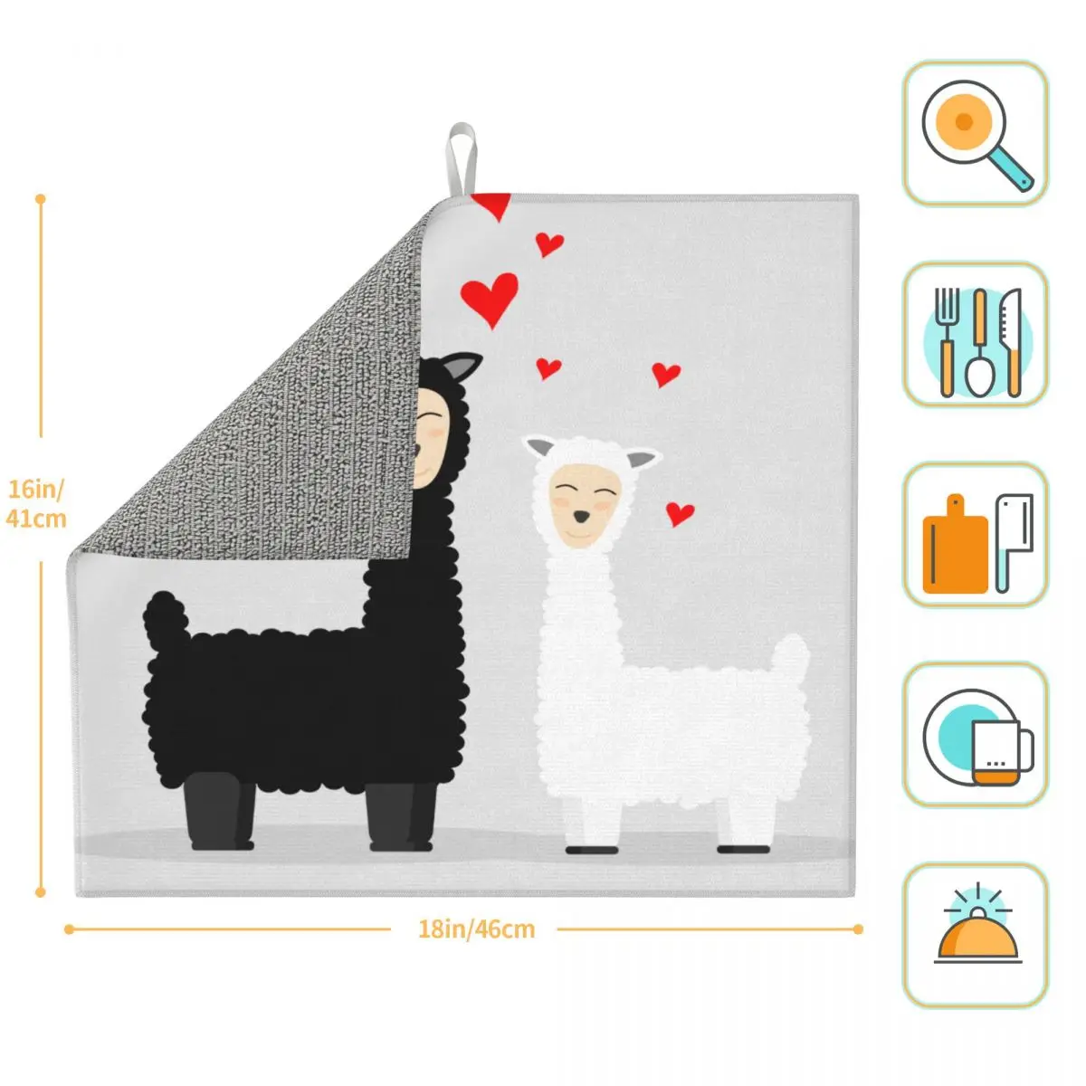 Dish Drying Mat for Kitchen Love Alpaca Drainer Absorbent Pad Tea Towel Placemat | Mats &amp Pads