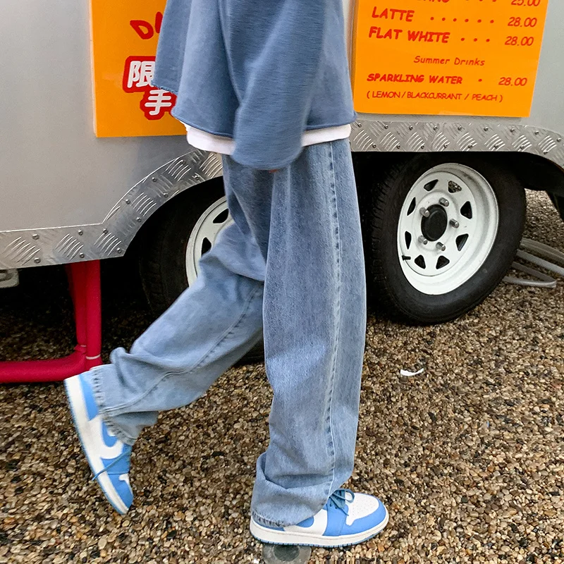 Blue White Black Jeans Men's Fashion Casual Baggy Jeans Mens Harajuku Streetwear Loose Hip-hop Straight Denim Trousers Men M-2XL