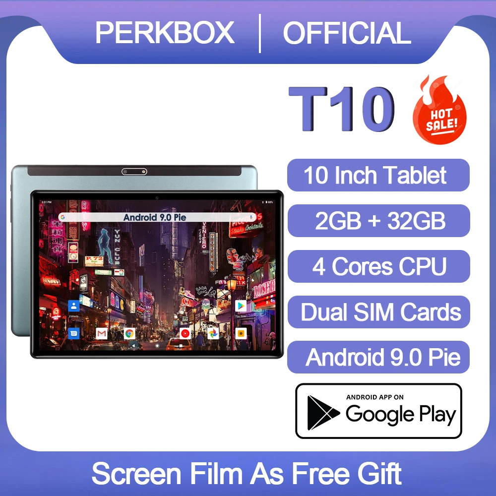 Perkbox 10 дюймовый планшетный ПК с системой андроида и 9 пирог 32 ГБ памяти на носителе
