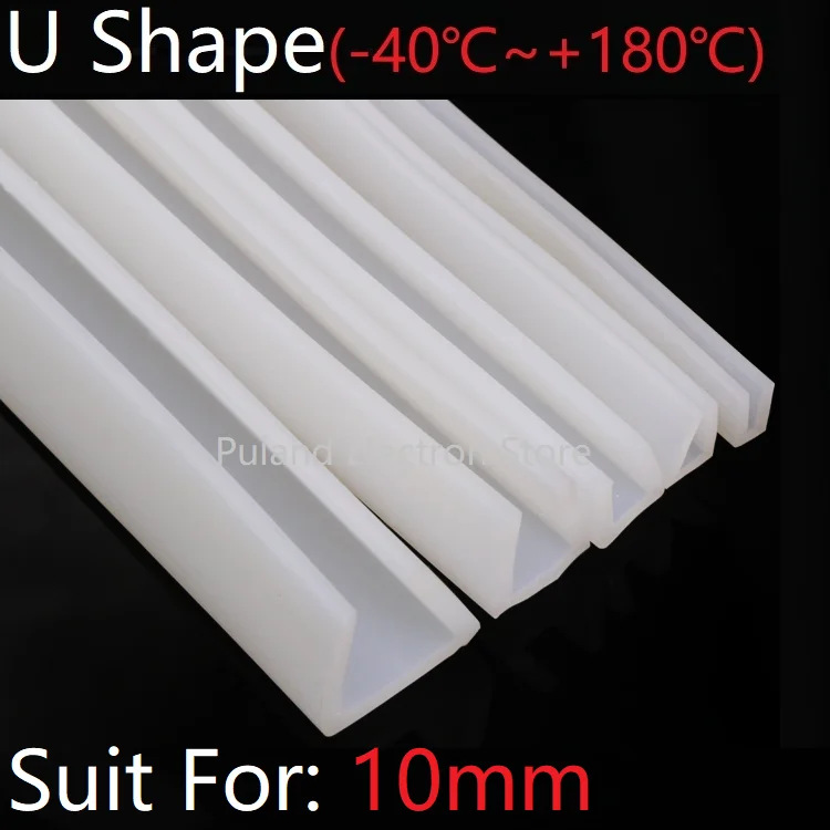 

U Shape Seal Strip 10mm Channel Silicone Rubber Wrap Slid Window Car Door Shower Frameless Glass Edge Weatherstrip Soft Protect
