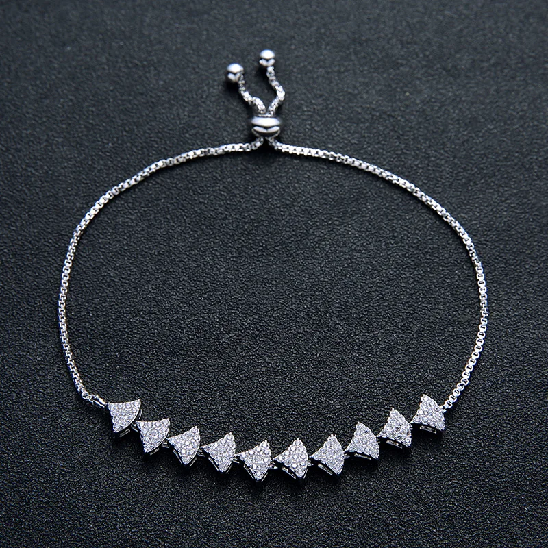 Bracelelt NANKIYA Creative Simple Triangular Shapes Design For Women Party Adjustable Cnbic Zirconia Top Quality SL439 Pulsera | Украшения