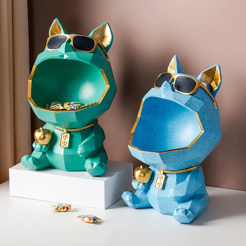 

Geometric Dog Storage Tank Resin Animal Model Debris Storage Modern Home Decor Living Room Bedroom Study Desktop Accessories